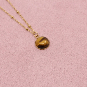 Tiger's eye pendant necklace / tiger's eye stone necklace / fine tiger's eye pendant chain