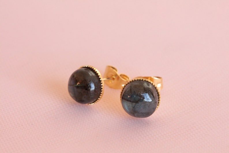 Lise labradorite earrings / labradorite ear studs / Lise labradorite natural stone earrings image 7