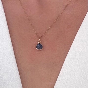 Stainless steel necklace with blue drop pendant / fine blue pendant necklace for women / women&#39;s gift