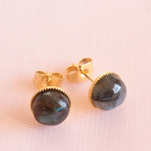 Lise labradorite earrings / labradorite ear studs / Lise labradorite natural stone earrings image 6