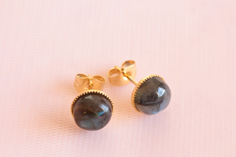 Lise labradorite earrings / labradorite ear studs / Lise labradorite natural stone earrings image 6