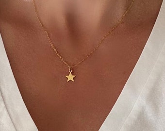 Collar colgante de estrella fina / Collar de mujer minimalista con cadena fina de acero inoxidable / regalo de mujer / collar colgante de estrella