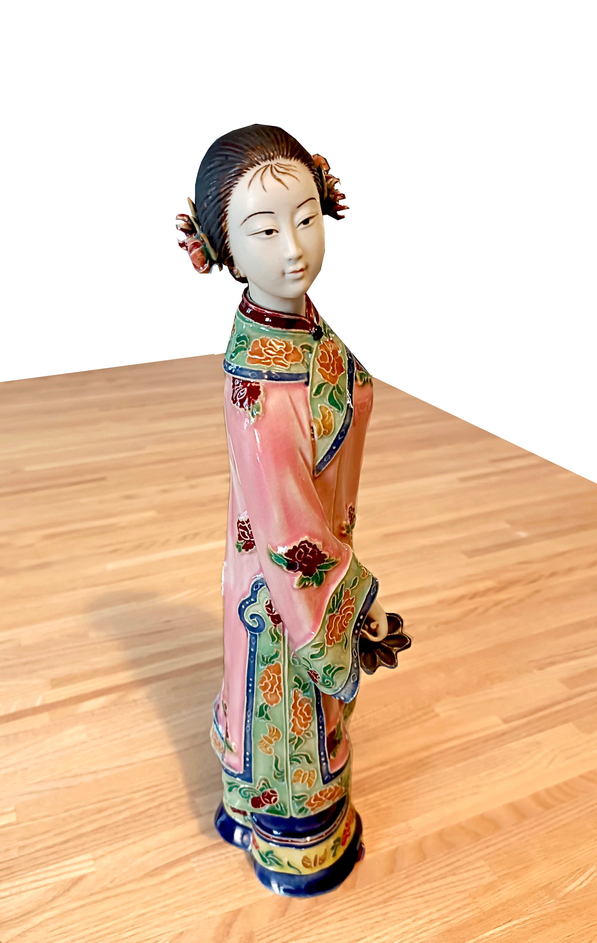 Vintage Ancien Statue Porcelaine Poupée Chinoise