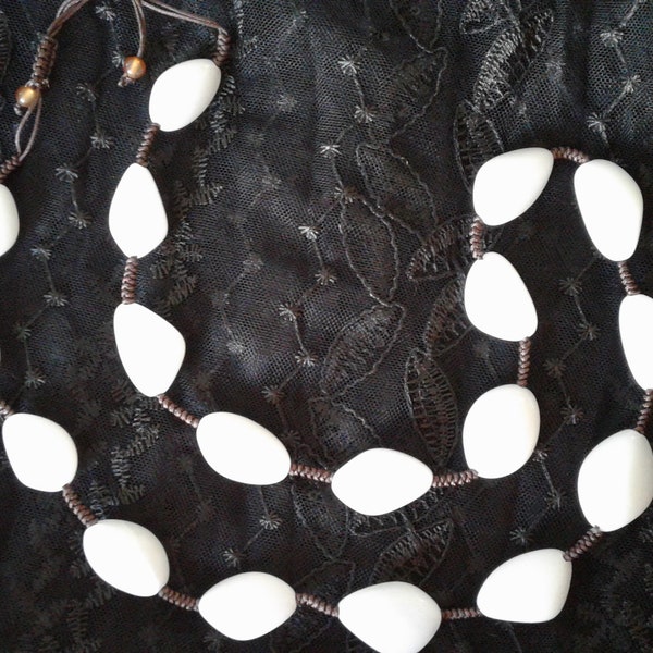 Hetian white jade necklace collier jade blanc Hetian 18 perles beads