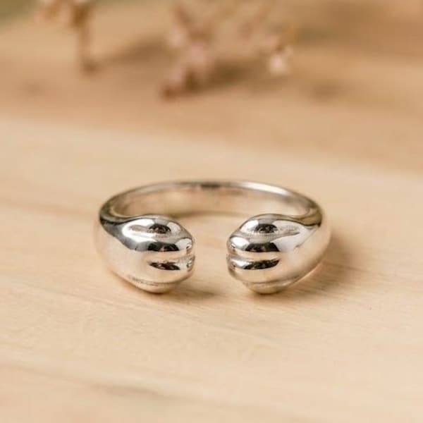 Anillo de abrazo de pata / Anillo de plata esterlina maciza / Anillo personalizado para mascota / Anillo conmemorativo para mascota / Anillo de perro grabado personalizado / Regalo para amantes de las mascotas