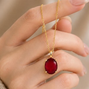 Unique Necklace Oval Ruby Pendant July Birthstone Necklace Timeless Red Burma Gemstone Dainty Gold Necklace Anniversary Gift Gift for Mother
