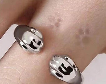 Sterling Silver Paw Hug Ring: Personalized Pet Remembrance Jewelry