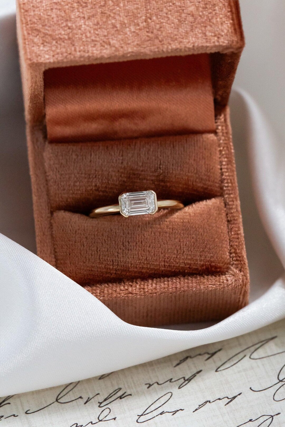 Baguette Ring, Rectangle Ring, Bezel Set Ring, Bezel Set Engagement ...