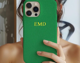 Funda Magsafe personalizada para iPhone 16/16 Pro/16 Pro Max de piel con relieve y letras monograma para iPhone 15/14/13/12/11.