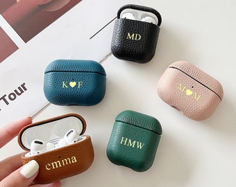 Funda personalizada para Airpods Pro, funda de piel con diseño de guijarros, funda personalizada para Airpods Pro, funda con monograma para AirPod Pro 3, funda para AirPod