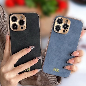 Op maat gemaakte suède iphone 15-hoes, beschermende leren iphone-houder, gepersonaliseerde telefoonhoes, gepersonaliseerde leren iphone-hoes