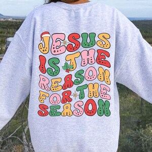 Jesus Is The Reason Christian Christmas PNG, Religious Christmas PNG for Sublimation and Dtg, Christian Shirt Design,Retro Christmas Clipart