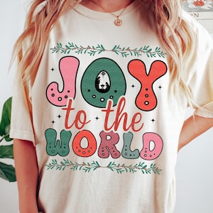Joy To The World Christian Christmas PNG, Religious Christmas PNG for Sublimation and Dtg, Christian Shirt Design, Retro Christmas Clipart