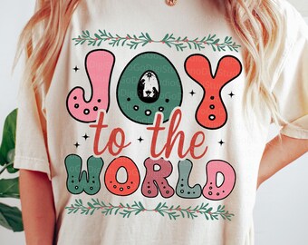 Joy To The World Christian Christmas PNG, Religious Christmas PNG for Sublimation and Dtg, Christian Shirt Design, Retro Christmas Clipart