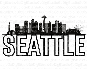 Seattle Svg, Seattle Skyline Svg, Washington Svg, Seattle Present Svg, Seattle Vektor, Seattle Silhuett, Seattle City Svg, Digitalt Tryck
