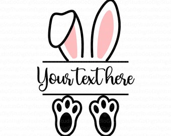 Customizable Easter Bunny Svg, Easter Bunny Name Frame Svg, Easter Svg, Bunny Name Svg, Bunny Slpit Svg, Easter Bunny Clipart, Monogram Svg