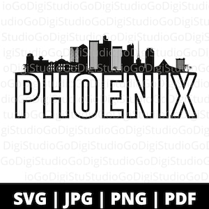 Phoenix Arizona Skyline Svg Png et Cut File pour Cricut, Phoenix Shirt Design Sublimation, AZ Vacation Shirt Svg, Png Sublimation Silhouette