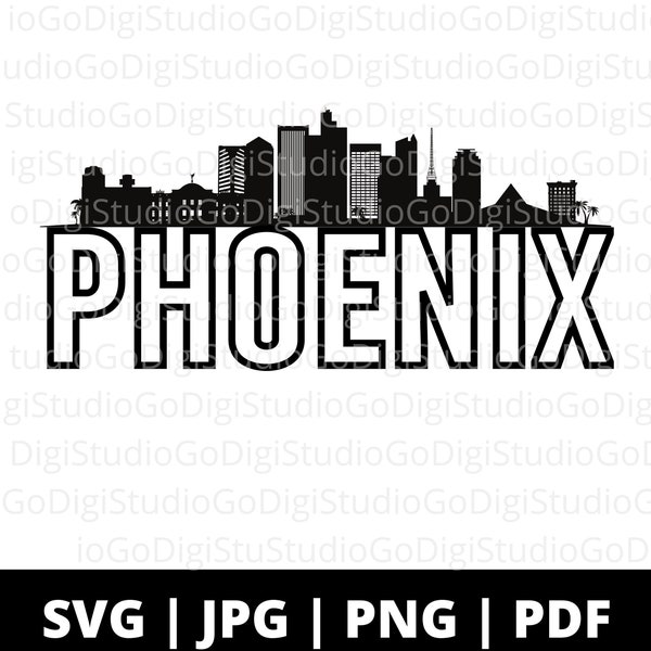 Phoenix Arizona Skyline Svg Png and Cut File for Cricut, Phoenix Shirt Design Sublimation, AZ Vacation Shirt Svg, Png Sublimation Silhouette