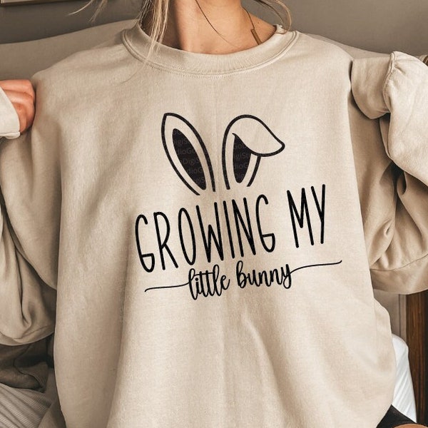 Growing My Little Bunny Svg, Easter Pregnancy Announcement Svg, Easter mom-to-be Svg, Easter Pregnancy Shirt Svg, Easter Baby Announcement