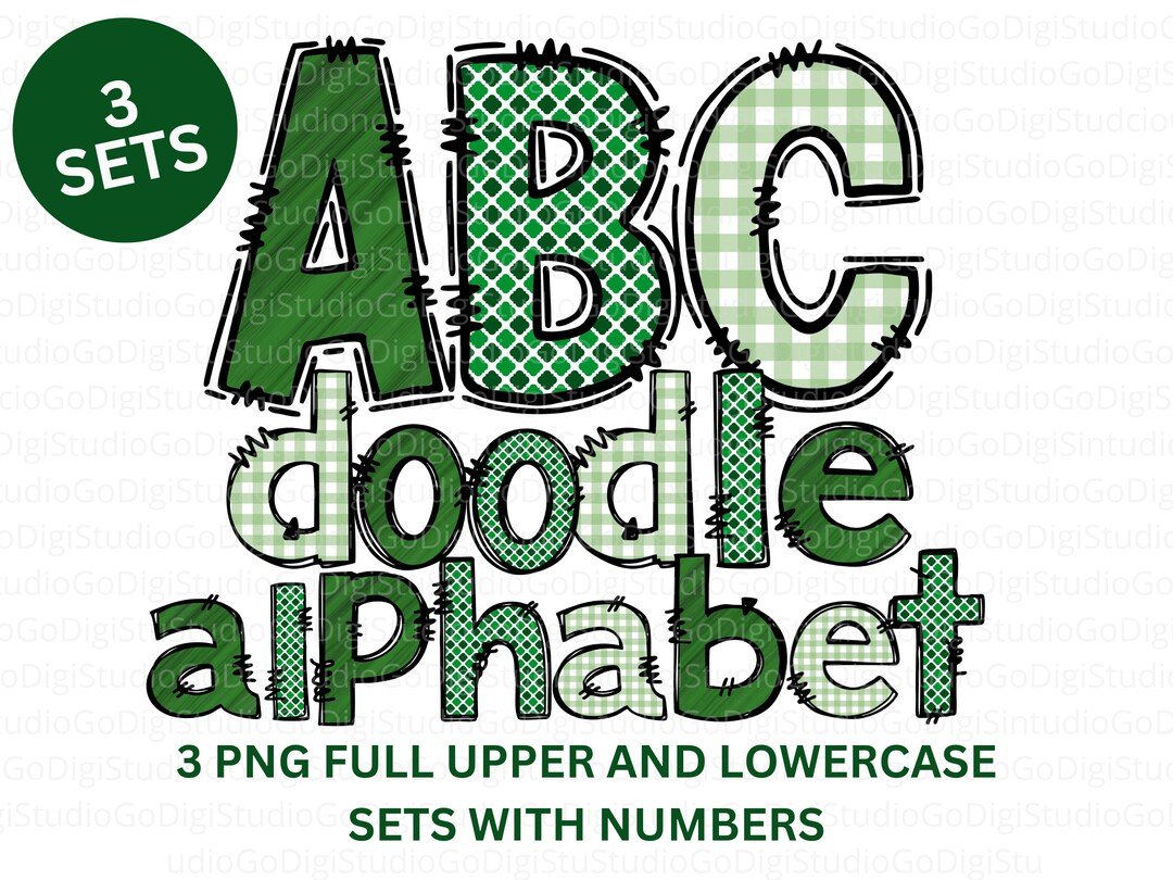 St Patricks Alphabet Letters, St Patricks Alphabet Doodle, PNG Bundle ...