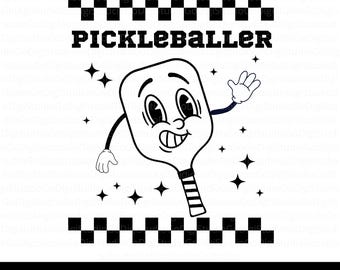 Pickleball SVG, Pickleball PNG, Retro Pickleballer Cut Files for Cricut, Paddle Png, Pickleball Shirt Design, Trendy Picke Ball Lover Svg