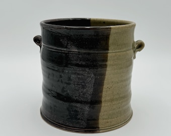 Two-Tone Split Glazed Handmade Ceramic Vessel
