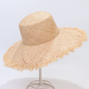 100% handgeweven strandhoed, elegante vrouwen, Panama-strohoed, platte top, cadeau voor vrouwen, natuurlijke raffia