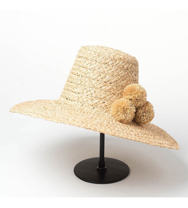 Pompom Brim Beach Hat - Etsy display picture 1