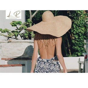 Cappello Di Paglia Oversize Per Donna - Tesa Larga 25cm, Protezione UV, Pieghevole - Foto 2