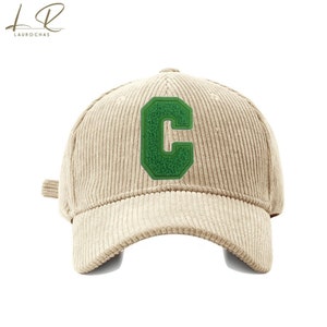 Gorra de béisbol, Gorra de hombre y mujer, Gorro de invierno grueso de pana, Gorra bordada con la letra C, Terciopelo de nueva era