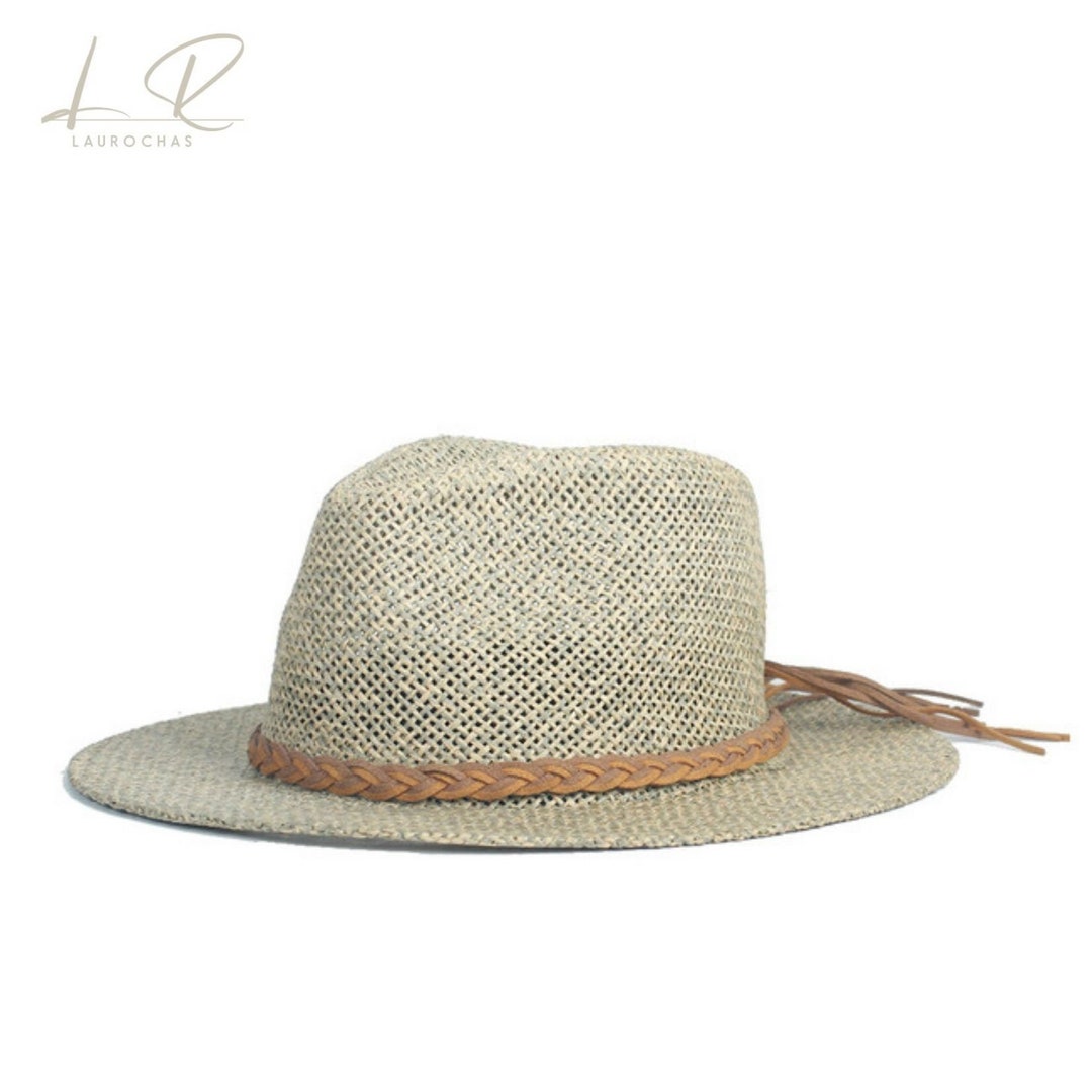 Bagalli Seagrass Fedora Hat | Natural Straw Summer Hat | Leather Band | Unisex Seagrass Hats | Natural Style by Bigalli – Bigalli Hats USA main image 4