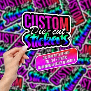 Aangepaste waterdichte vinylstickers. Stuur ons een foto of ontwerp en wij maken er een sticker van! Weerbestendige, op maat gestanste stickers