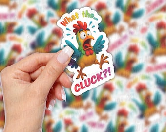 Pegatina impermeable de Pollo Agotado: Humor adulto. Pegatina de "¡Qué demonios!"