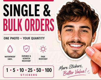 Pegatinas de vinilo laminadas personalizadas de primera calidad / Impermeables / Personalizadas con foto de persona, rostro o mascota y logotipo / Calcomanías de alta calidad / Perfectas para regalos