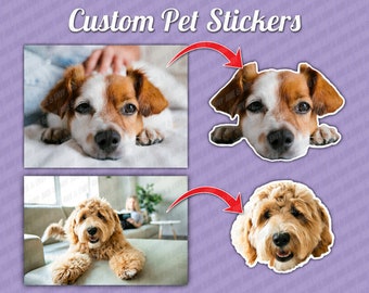 Fun Custom Pet Vinyl Waterproof Stickers. Send us a photo of your pet and we'll turn it into a sticker! Personalised Pet stickers