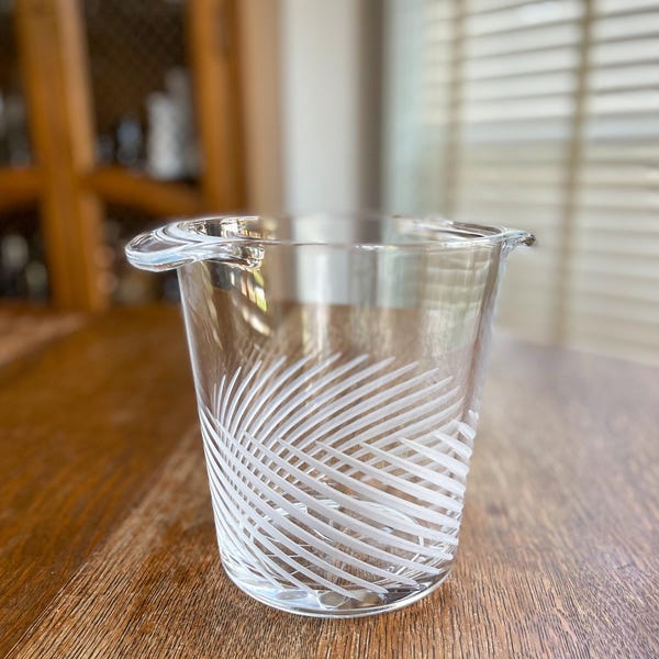 Cristal d’Arques-Durand Spiral Mate Ice Bucket / Vintage Crystal Glass Barware / Bar Cart