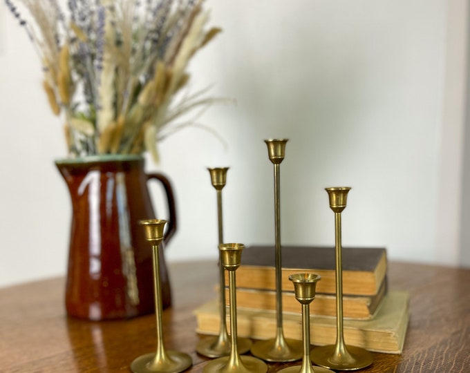 Assorted Sizes Vintage Brass Candlesticks / Taper Candlestick / Skinny Brass Candlesticks Etsy