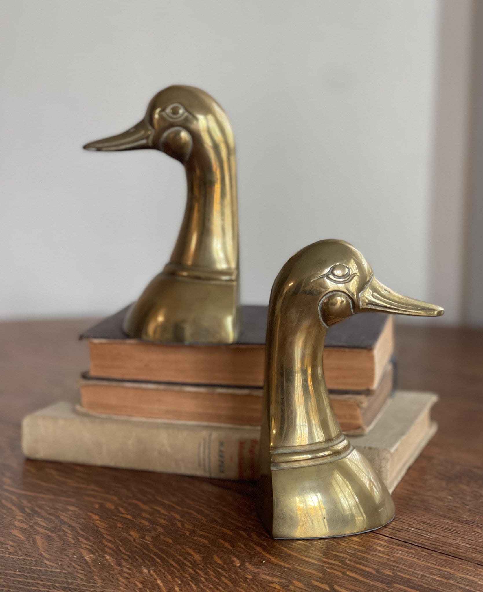 Brass Duck Head Bookends