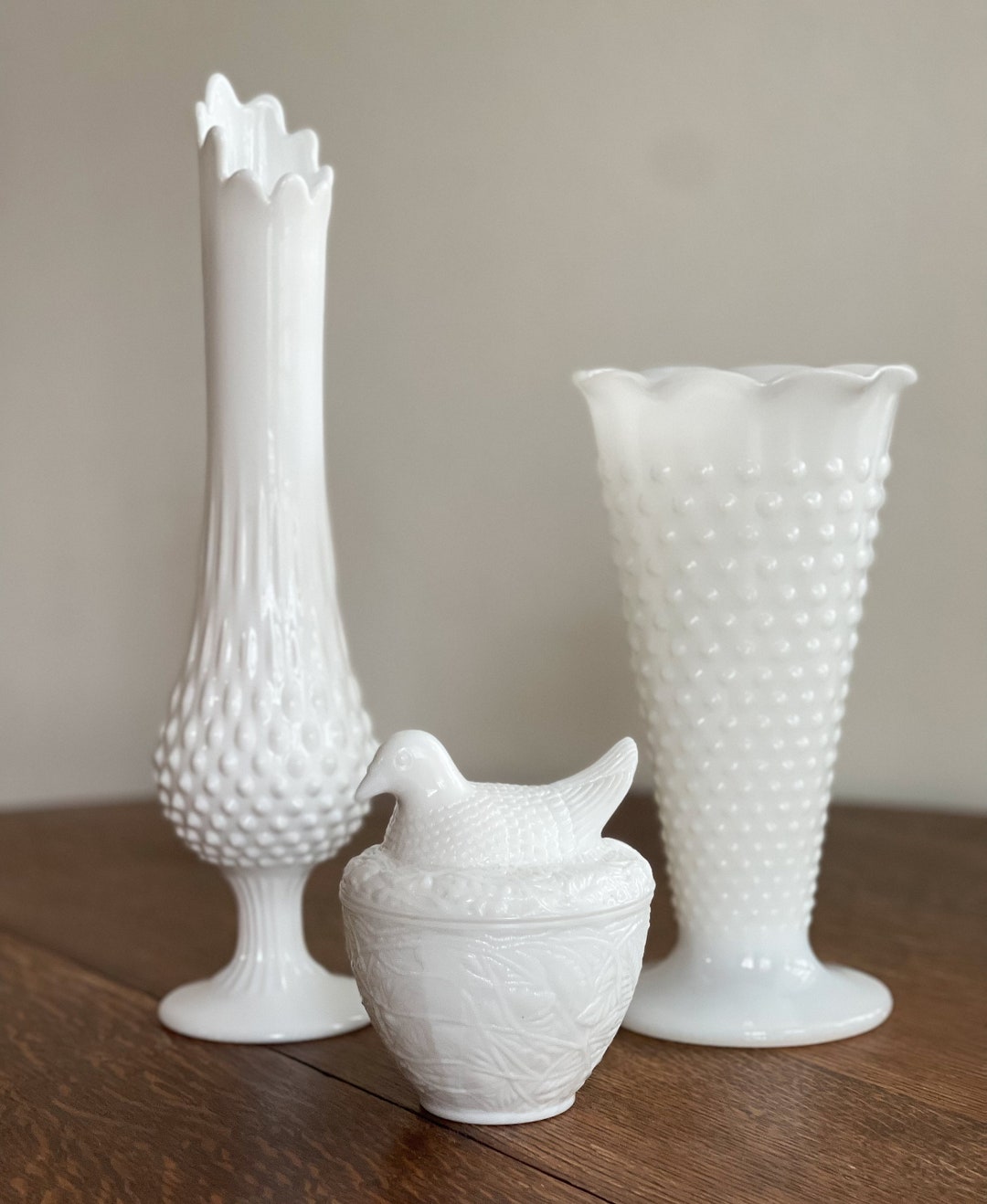 Vintage Milk Glass Vases / Tall Milk Glass / Pick Your Vase / Hobnob
