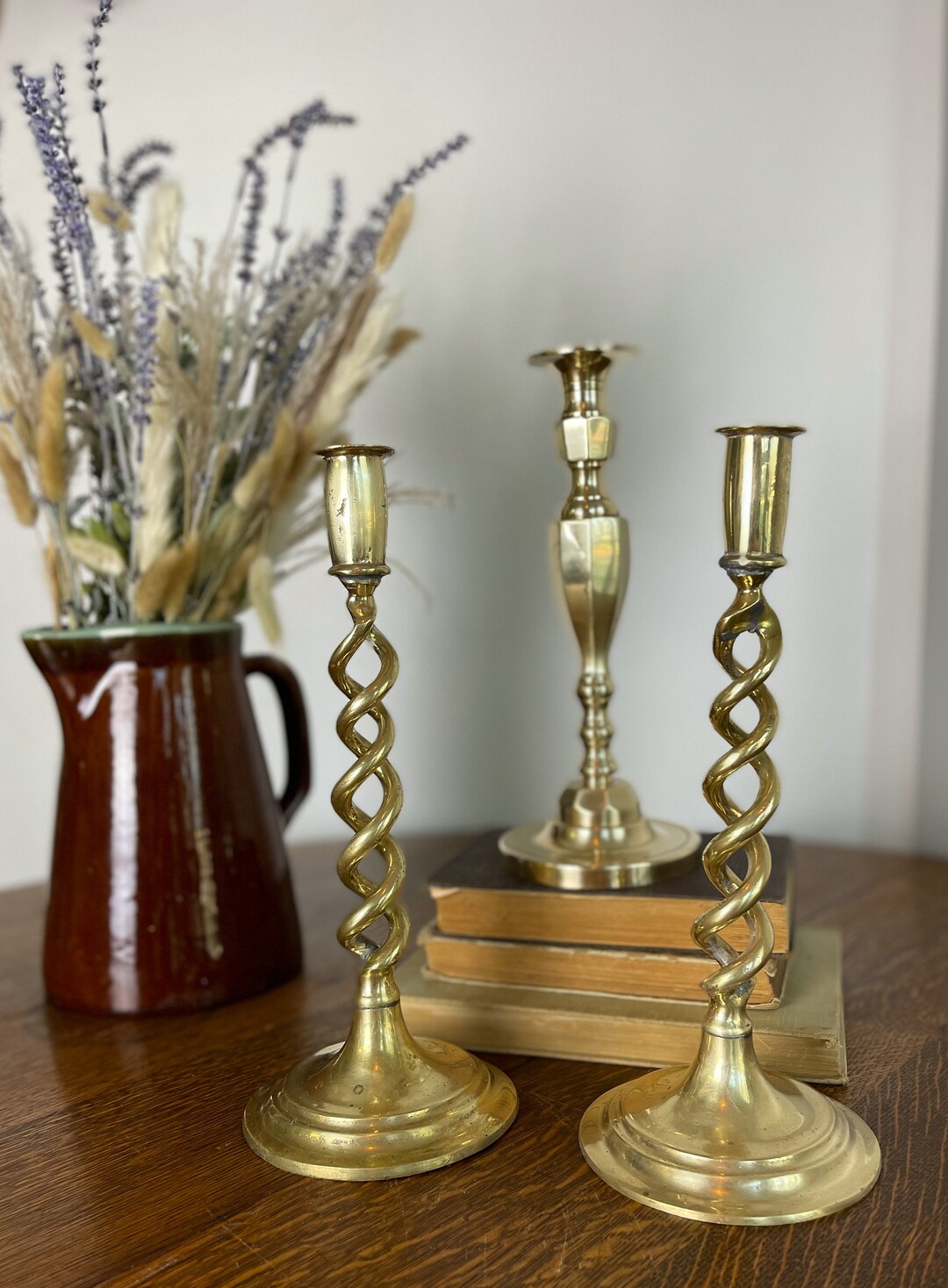Vintage Brass Candlesticks / Large Brass Candlesticks / Etsy