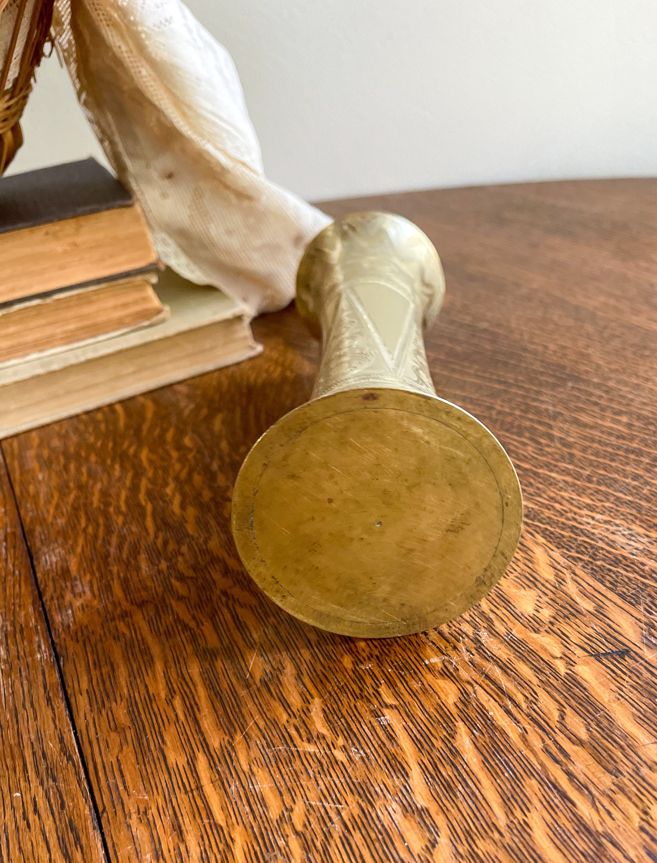 Vintage Brass Vase / Heavy Brass Vase / Intricate Brass Vase / Etsy