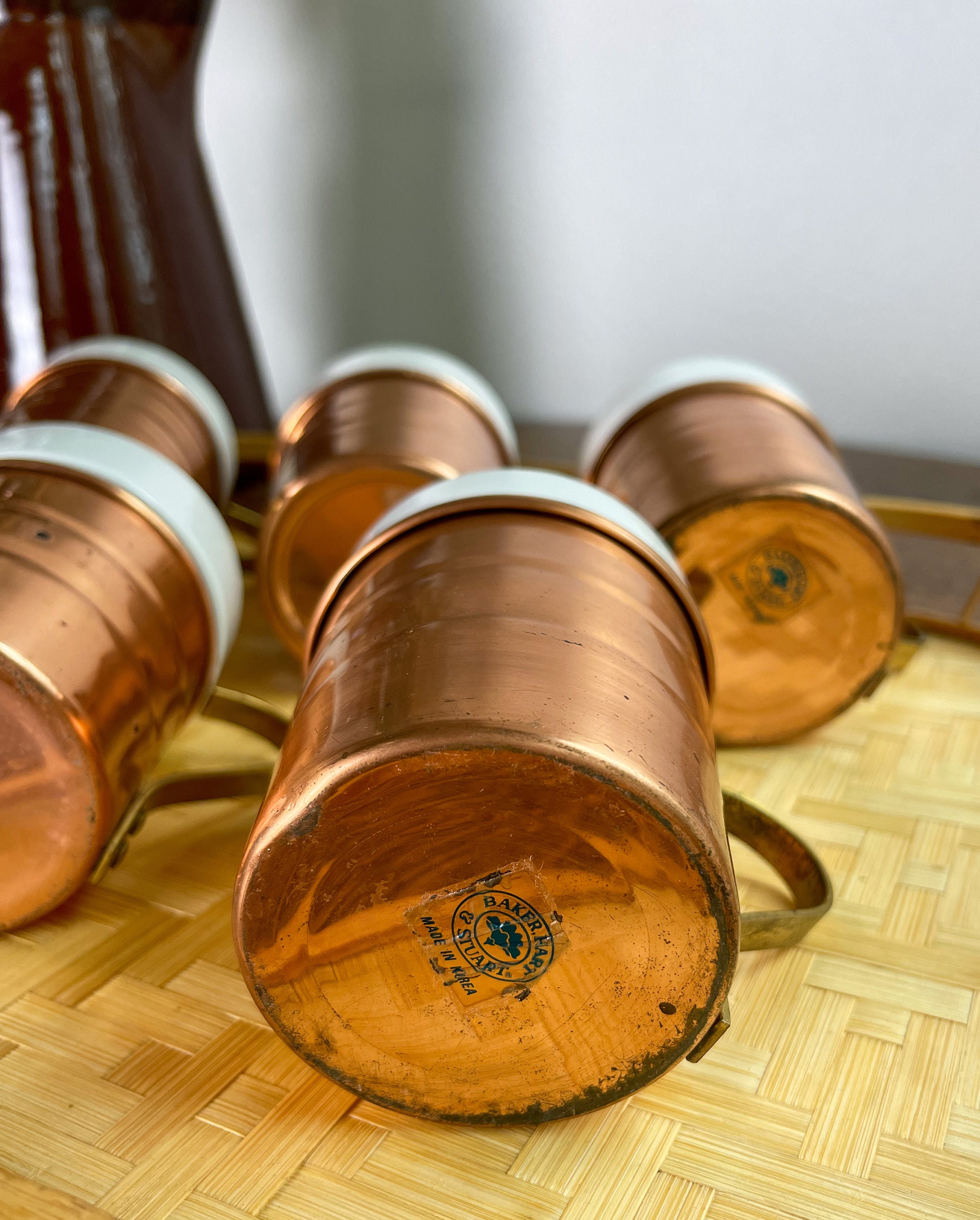 Vintage Copper Mug Set / Set of 6 / Copper Mug With Ceramic Etsy