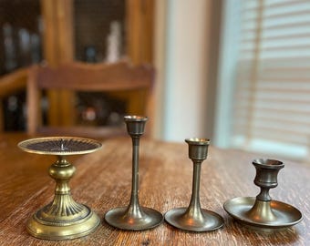 Vintage Brass Candlestick Holders / Individual Antique-Style Pricket & Taper Candlesticks / Classic Brass Decor