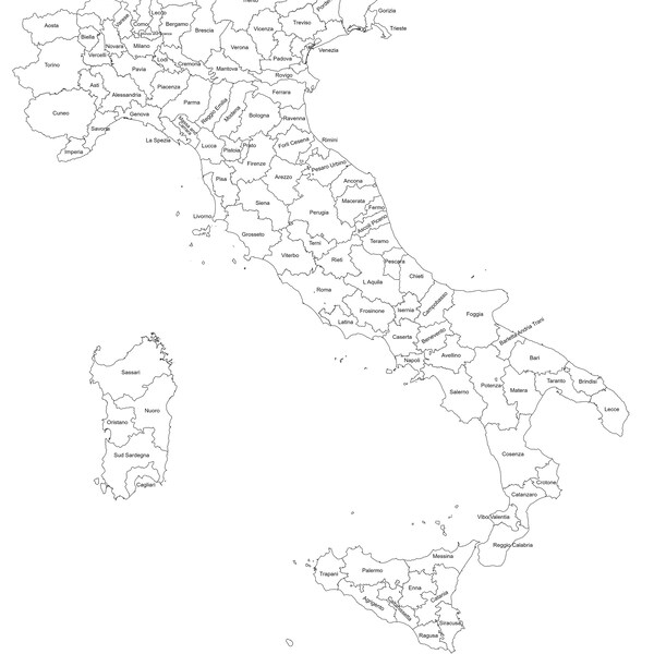 Italy Map With Borders - Instant Download