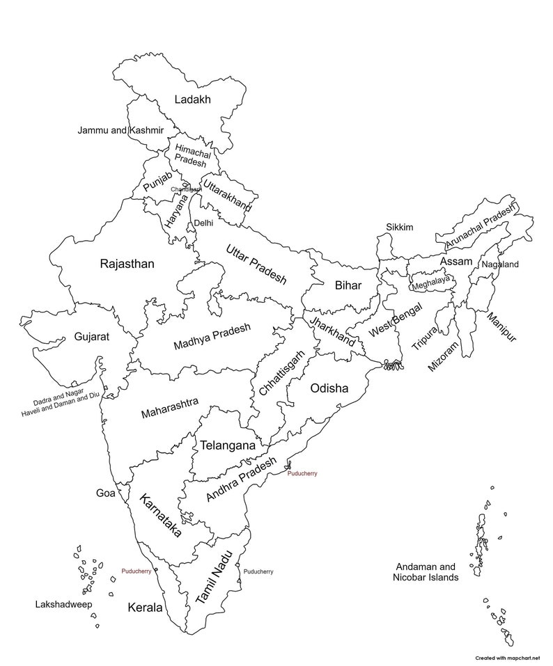 India Map With Borders Instant Download - Etsy Australia
