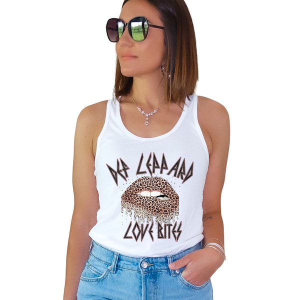 Love Bites Def Leppard Tank Top Rock Tank Tops Def Leppard Shirt Racerback Tank Top Def Leopard Shirts Ladies Tank Tops Retro Band Shirt