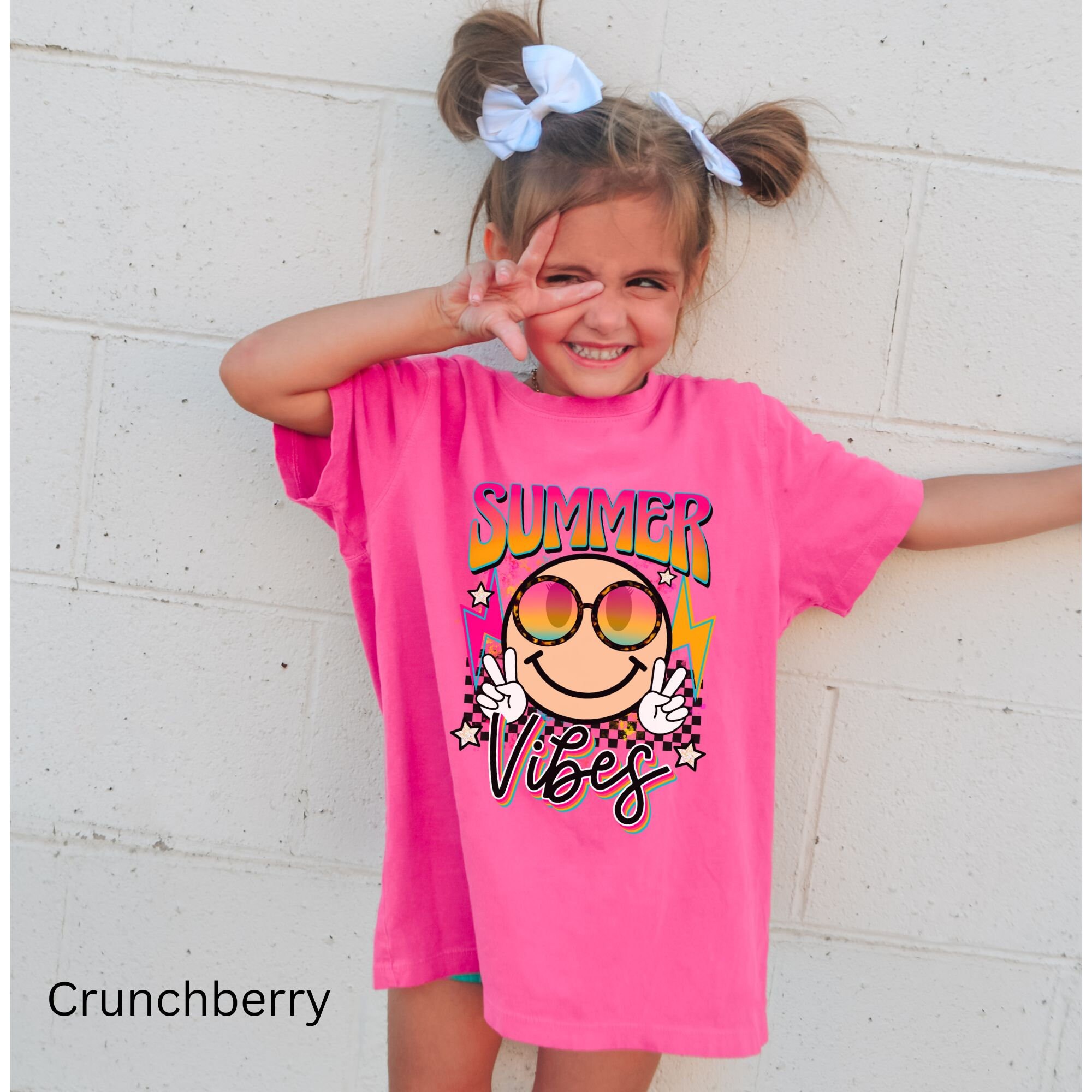 Girls Summer Shirt Kids Comfort Colors Tee Summer Vibes Shirt for Girl