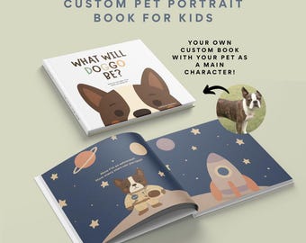 Livre de portraits d'animaux de compagnie personnalisés pour enfants | Histoire personnalisée au coucher avec un chien ou un chat comme héros | Cadeau pour filleul, neveu, enfant qui aime les animaux