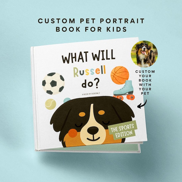 Custom Pet Portrait Sports Book for Kids – Personalized Storybook | Unique Christmas Gift for Godson, Nephew, Niece, or Godchild