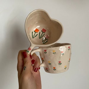 heart shaped handmade mug, heart ceramic mug- 350 ml